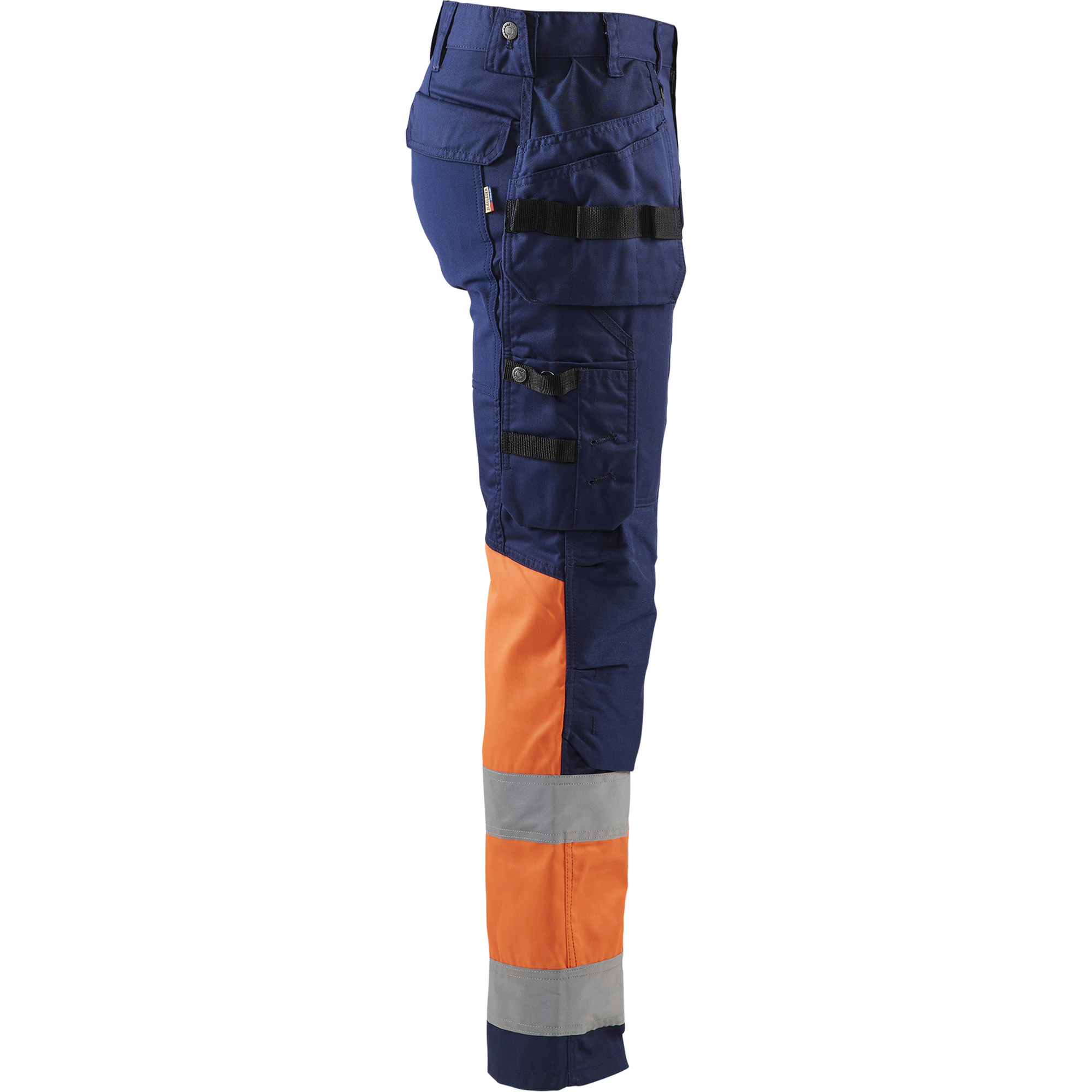 Blaklader High Vis Stretch Work Trousers, Navy Blue/Orange (2)