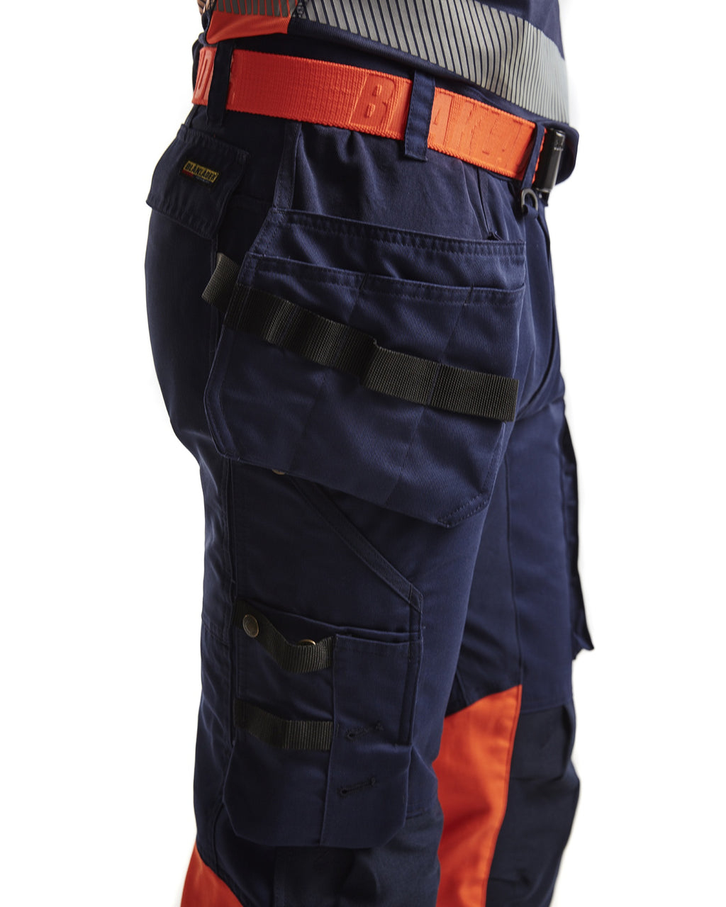 Blaklader High Vis Stretch Work Trousers, Navy Blue/Orange (6)