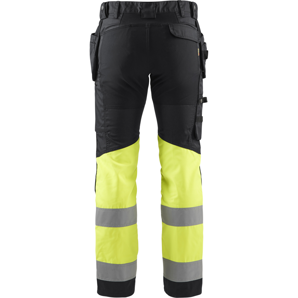 Blaklader High Vis Stretch Work Trousers, Black/Yellow (4)