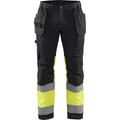 Blaklader High Vis Stretch Work Trousers, Black/Yellow