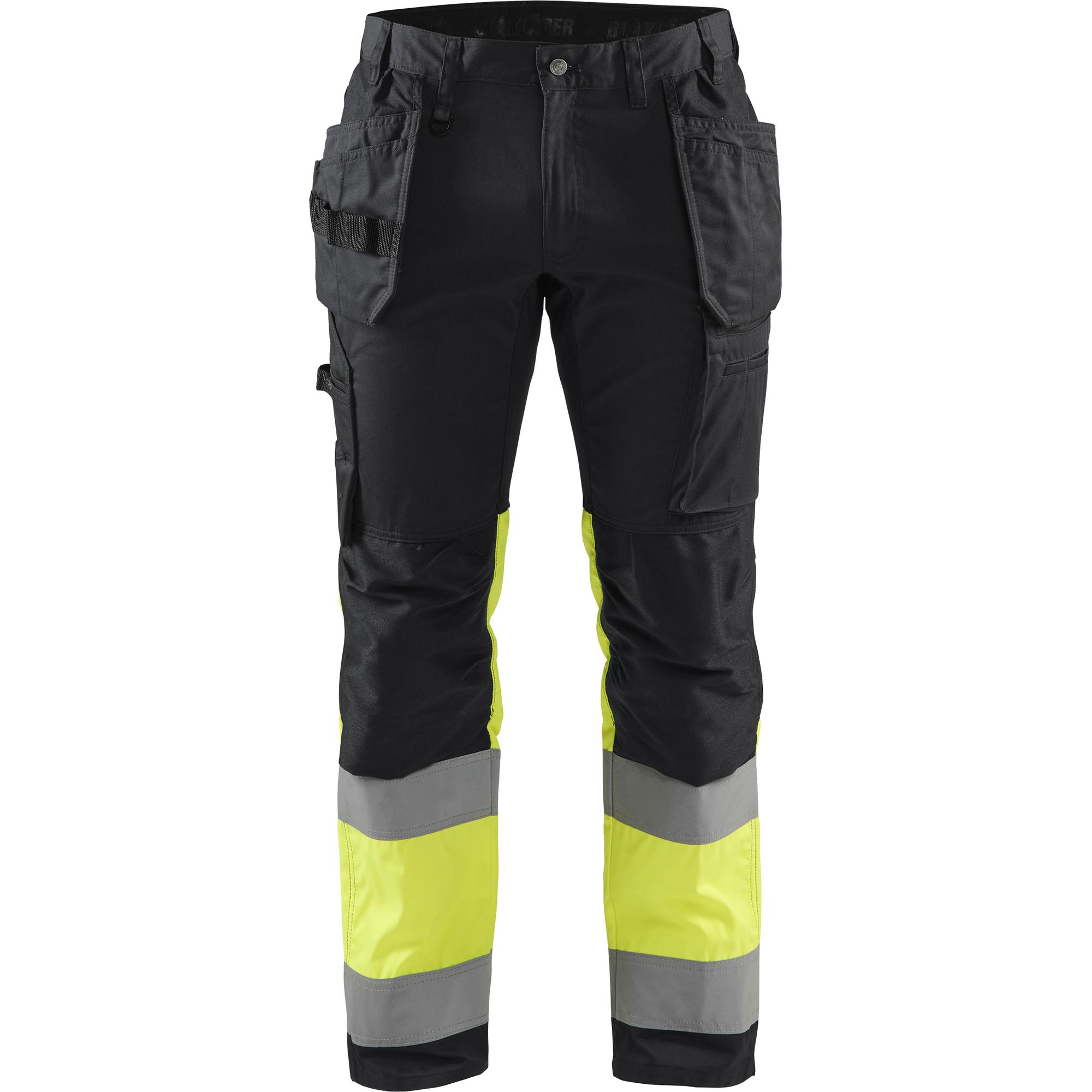Blaklader High Vis Stretch Work Trousers, Black/Yellow