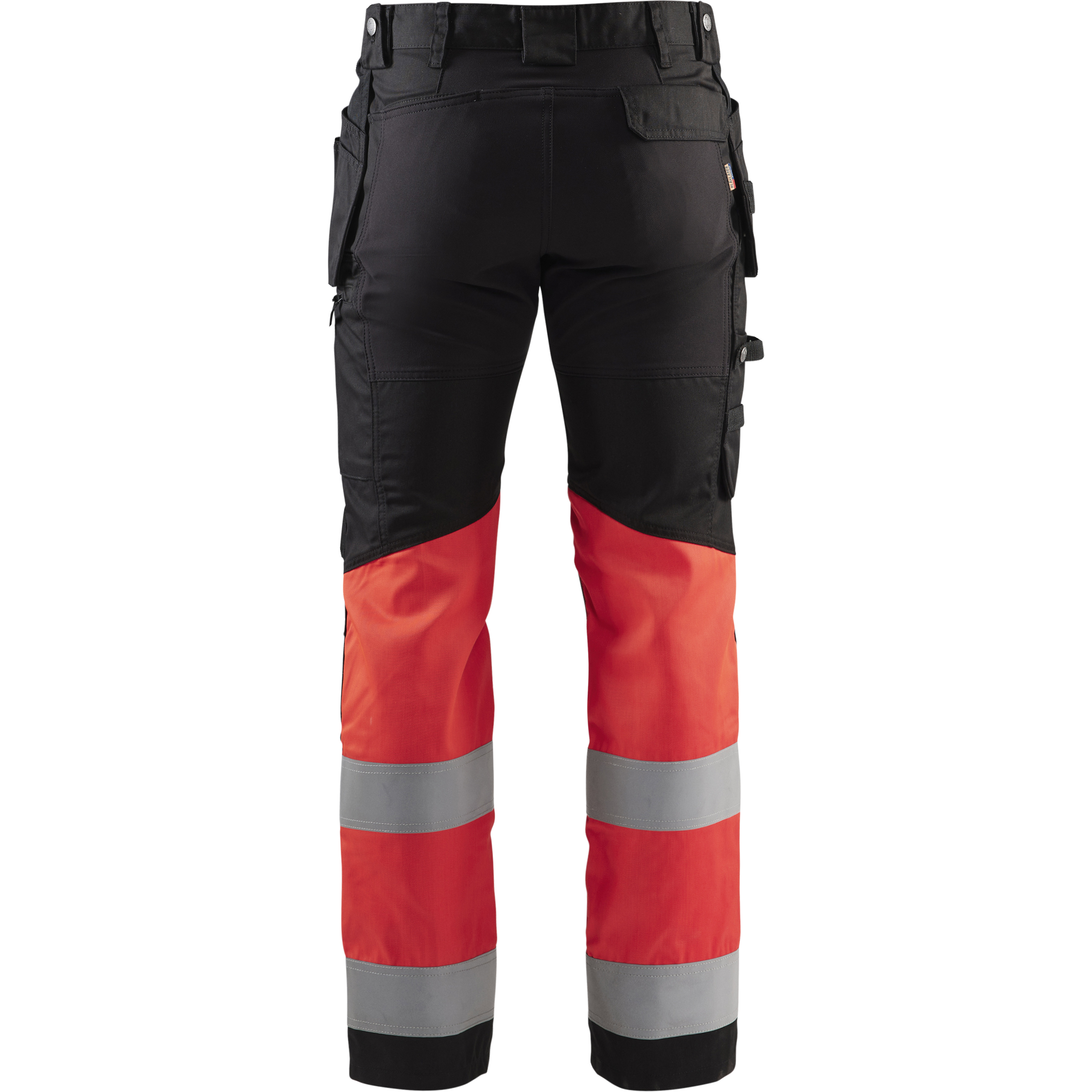 Blaklader High Vis Stretch Work Trousers, Black/High Vis Red (4)