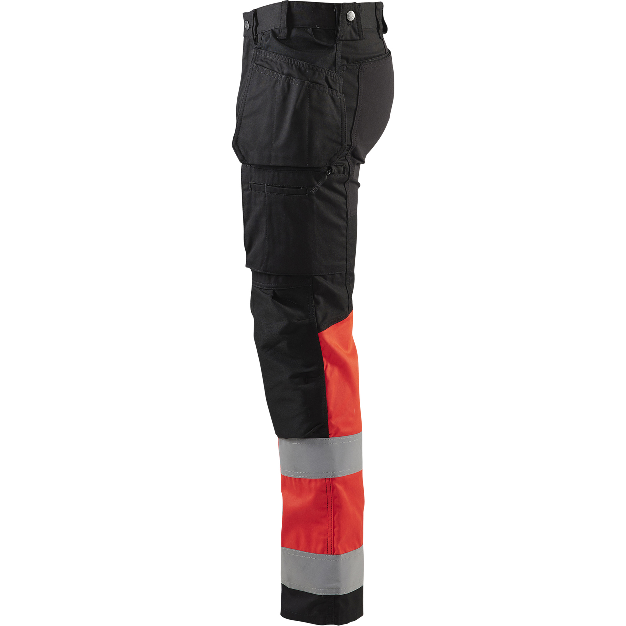 Blaklader High Vis Stretch Work Trousers, Black/High Vis Red (3)