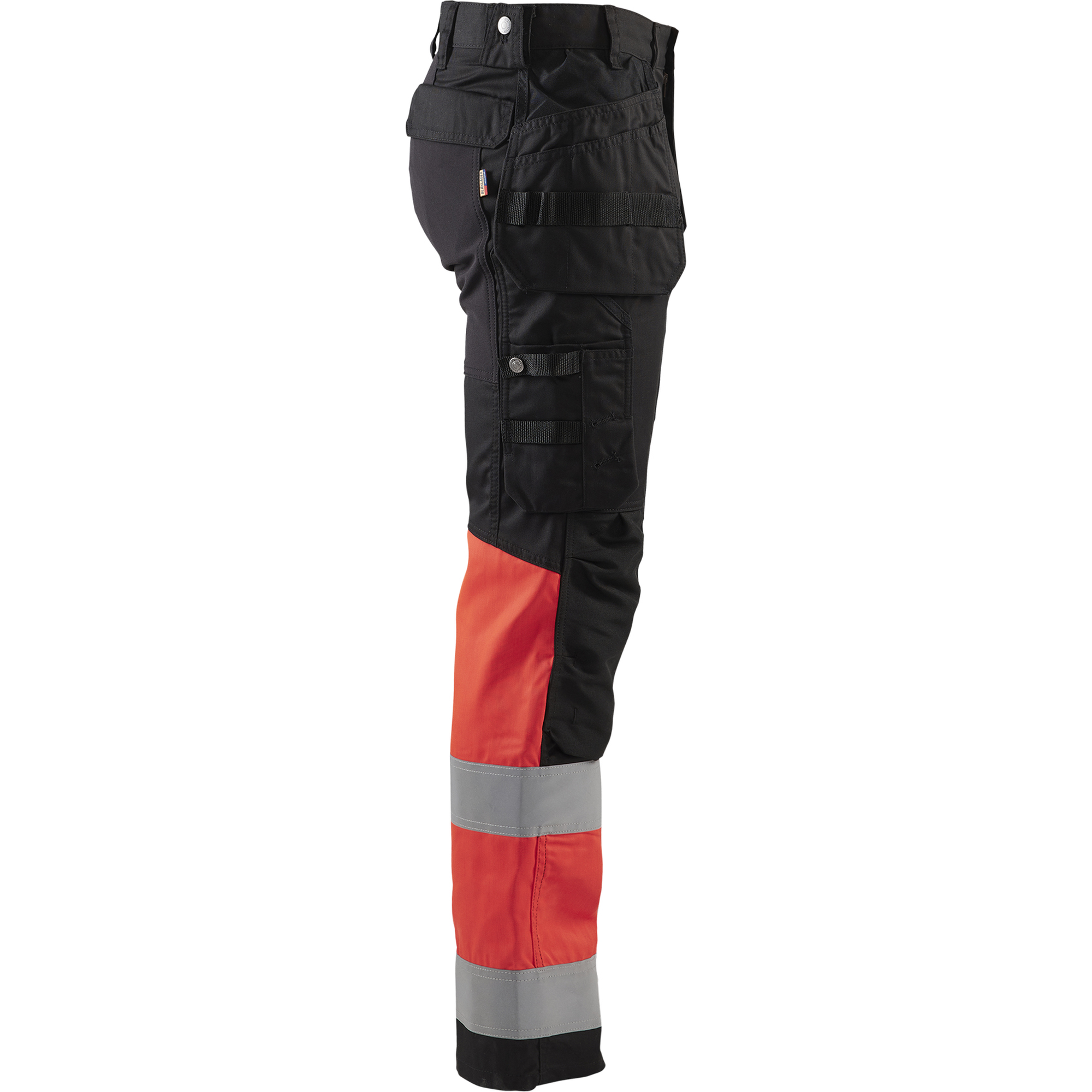 Blaklader High Vis Stretch Work Trousers, Black/High Vis Red (2)
