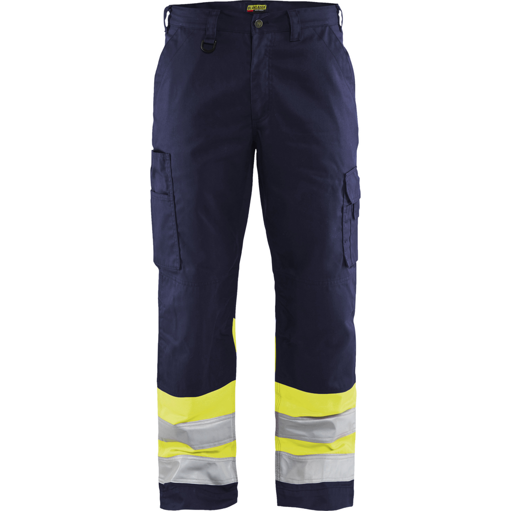 Blaklader High Vis Work Trousers, Navy/Yellow