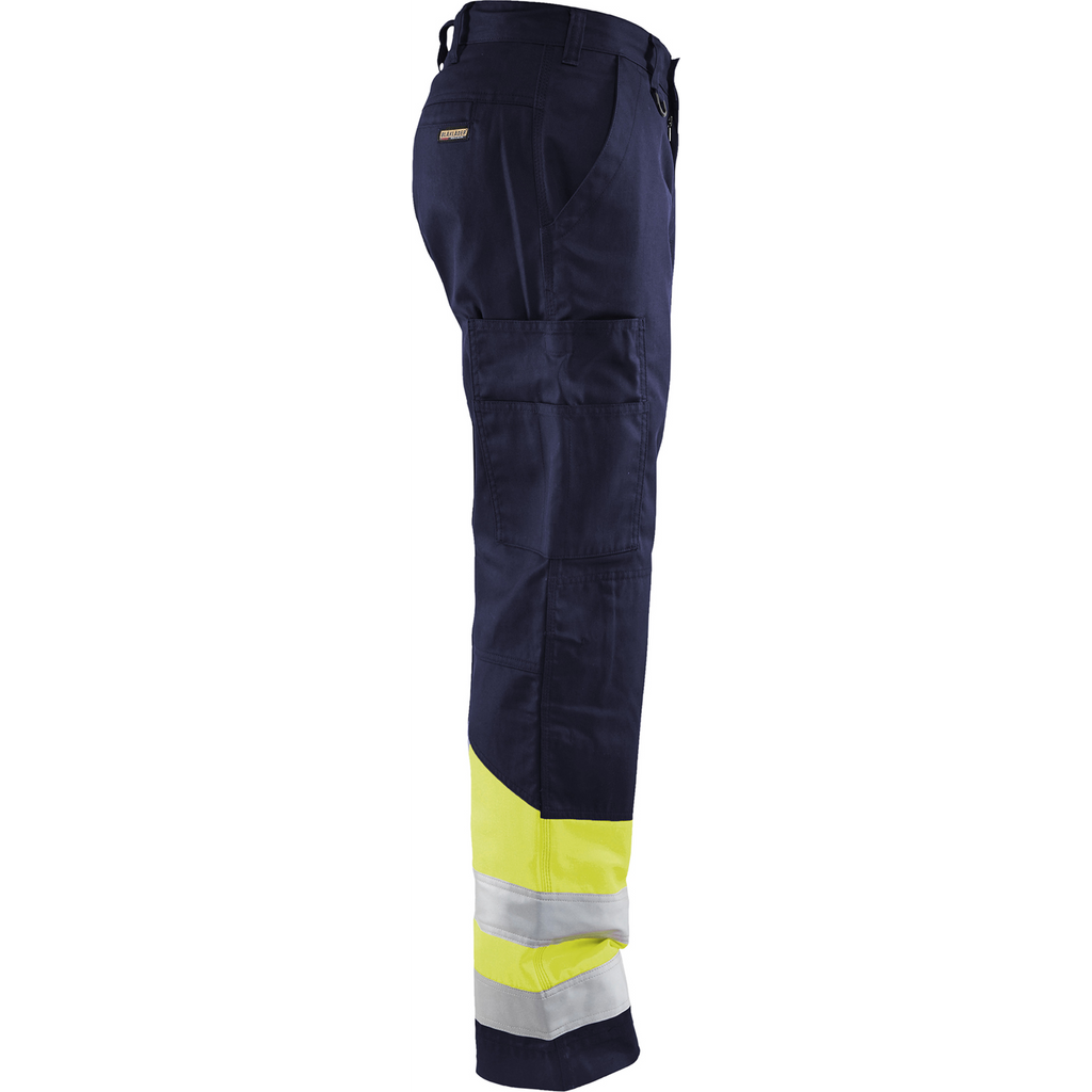 Blaklader High Vis Work Trousers, Navy/Yellow (2)