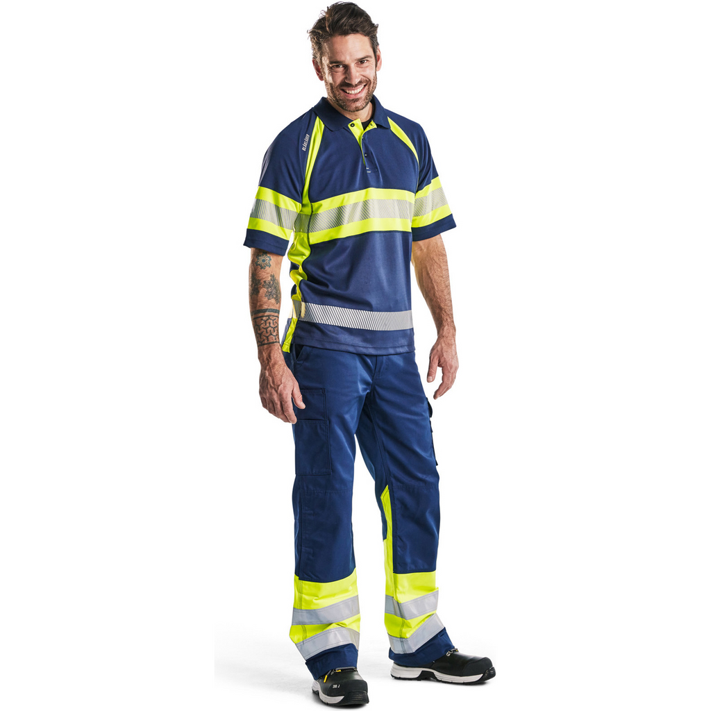 Blaklader High Vis Work Trousers, Navy/Yellow (5)