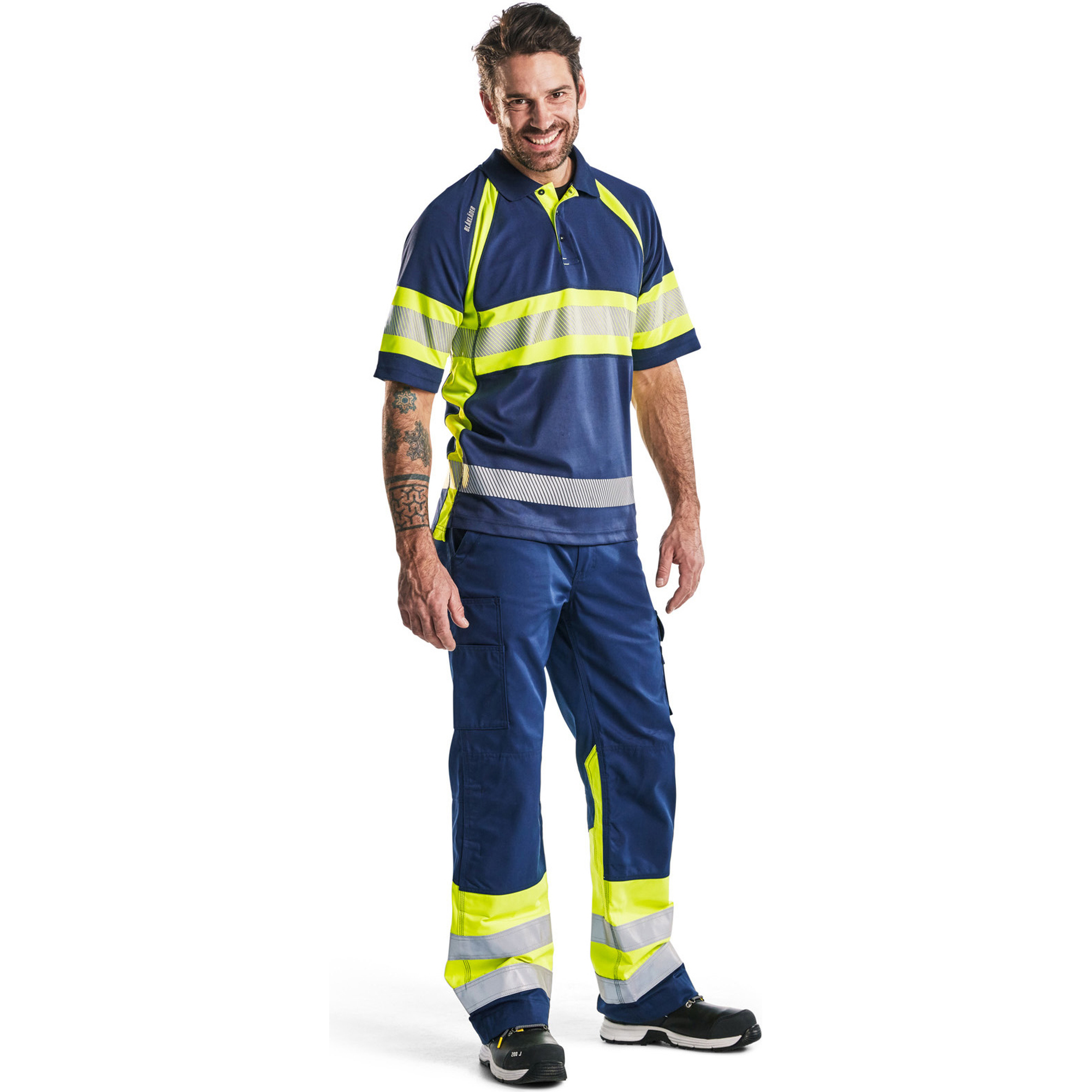 Blaklader High Vis Work Trousers, Navy/Yellow (5)