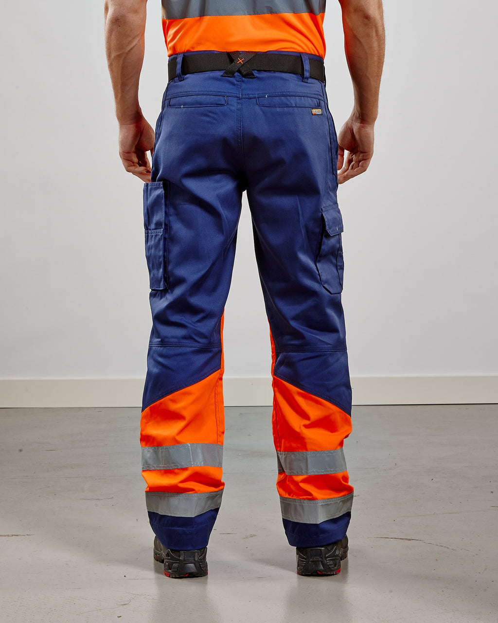 Blaklader High Vis Work Trousers, Navy Blue/Orange (6)