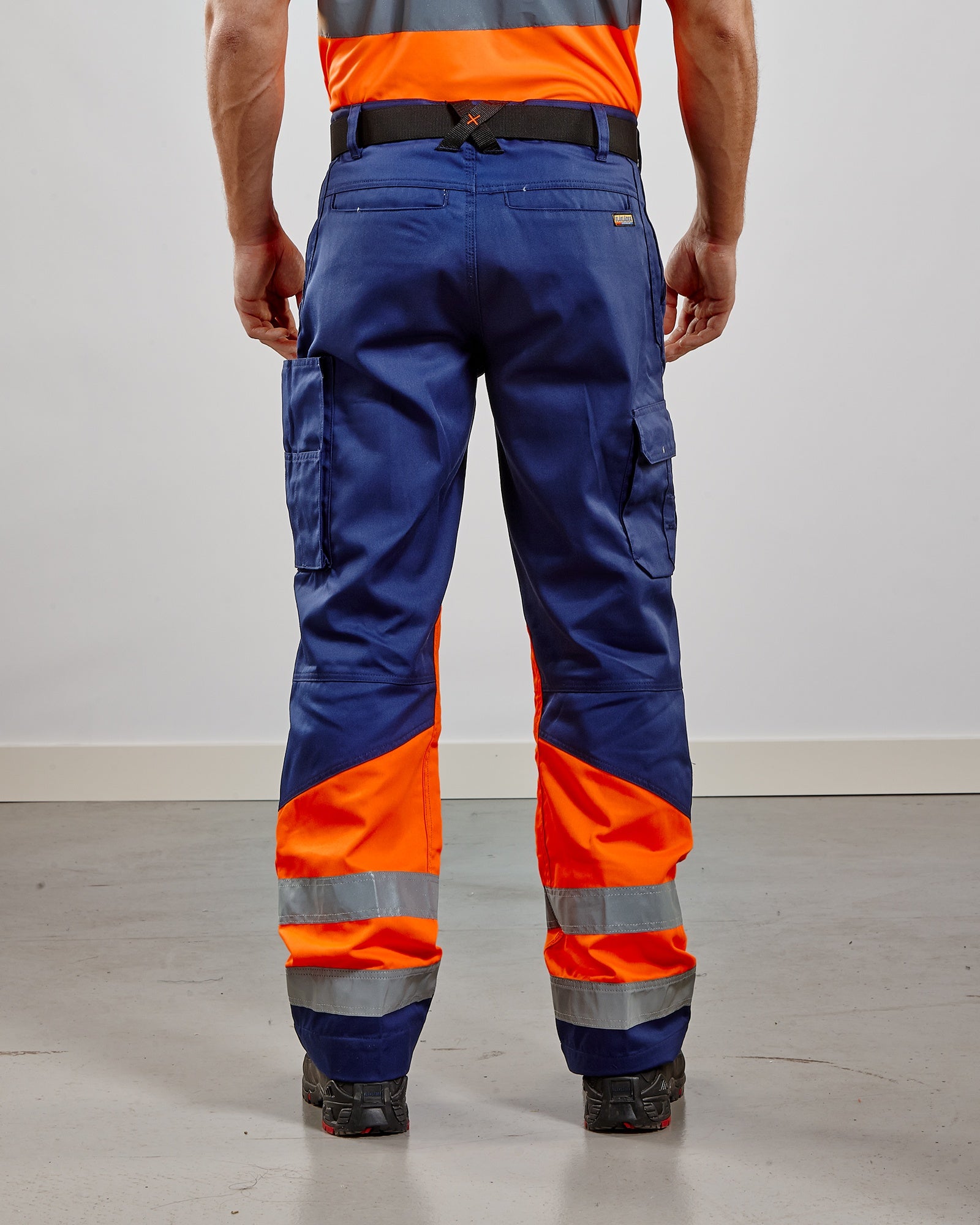 Blaklader High Vis Work Trousers, Navy Blue/Orange (6)