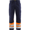 Blaklader High Vis Work Trousers, Navy Blue/Orange