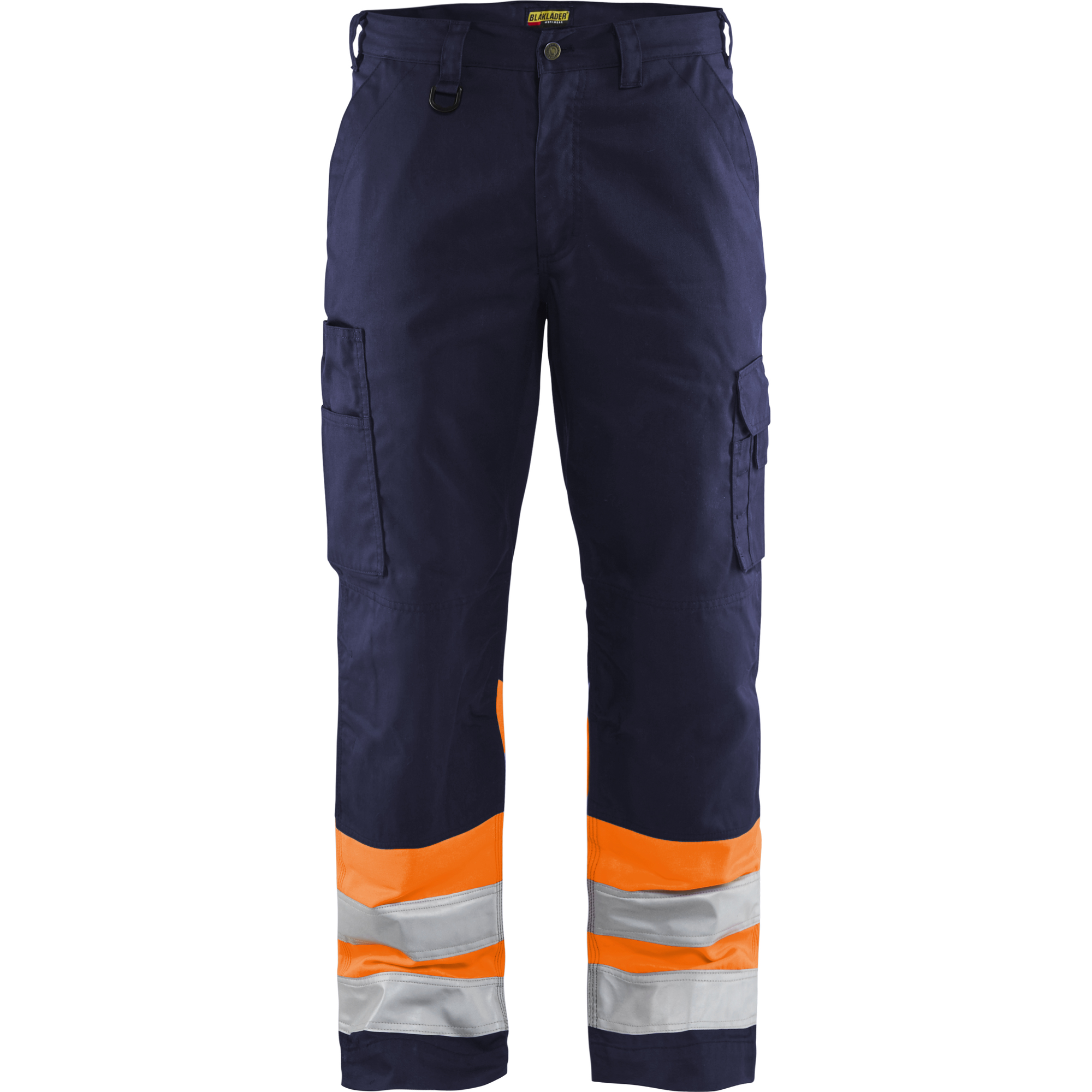 Blaklader High Vis Work Trousers, Navy Blue/Orange