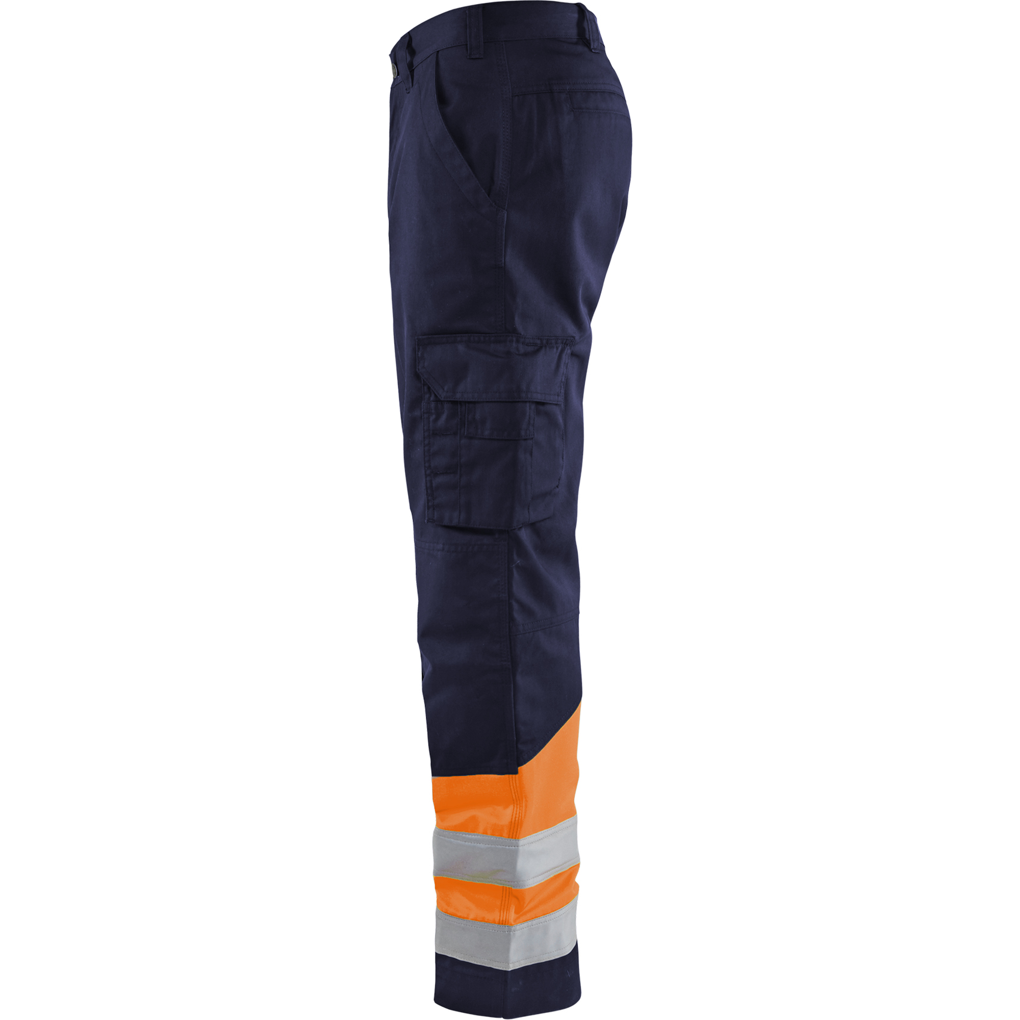 Blaklader High Vis Work Trousers, Navy Blue/Orange (2)