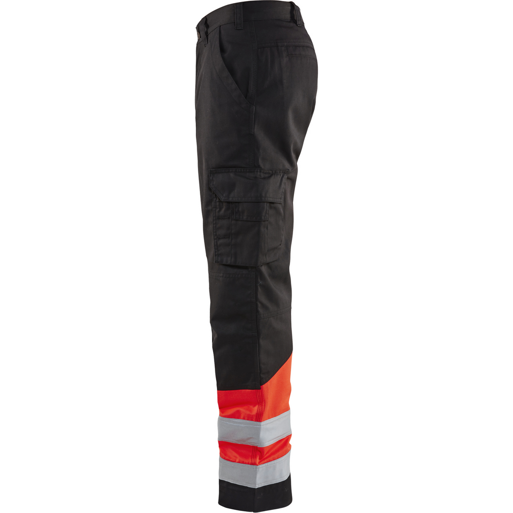 Blaklader High Vis Work Trousers, Black/High Vis Red (2)