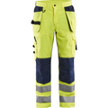 Blaklader High Vis Work Trousers with Ventilation Effect, Yellow/Navy Blue