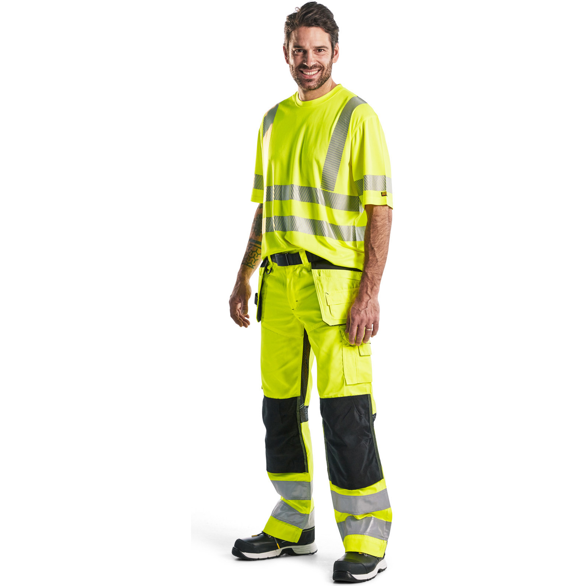 Blaklader High Vis Work Trousers with Ventilation, Yellow/Black (5)