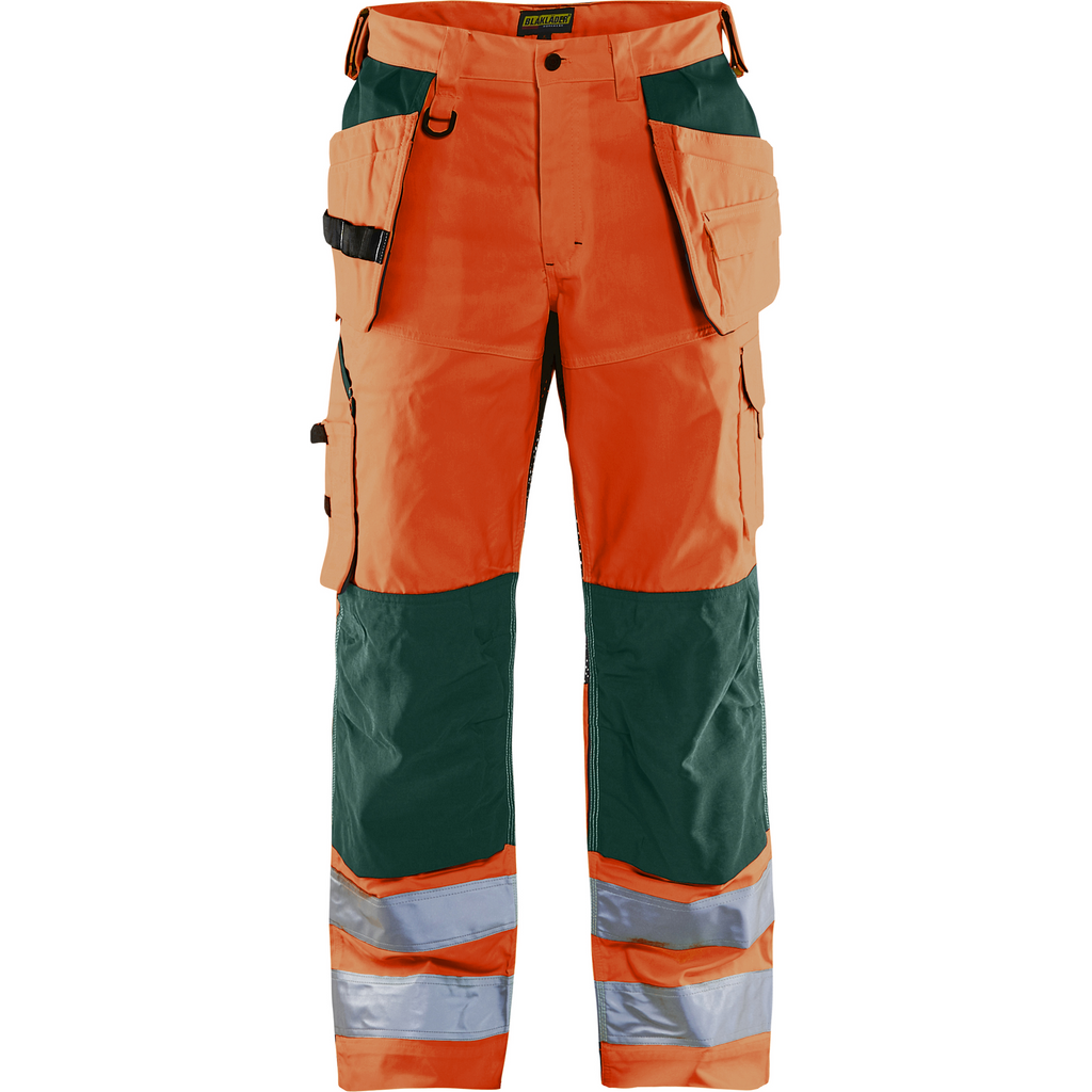 Blaklader High Vis Work trousers with ventilation effect, orange/green