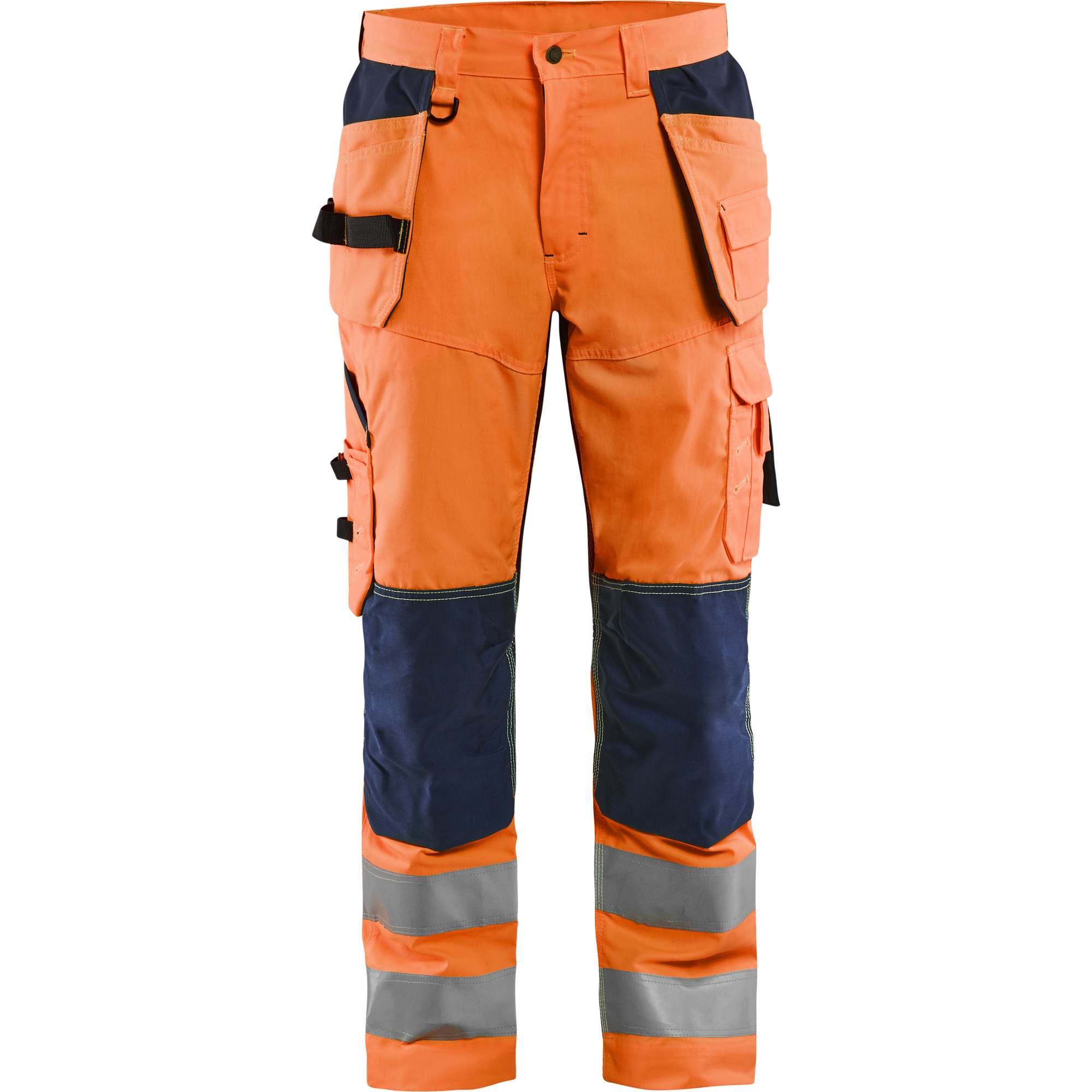 Blaklader High Vis Work Trousers with Ventilation Effect, Orange/Navy Blue