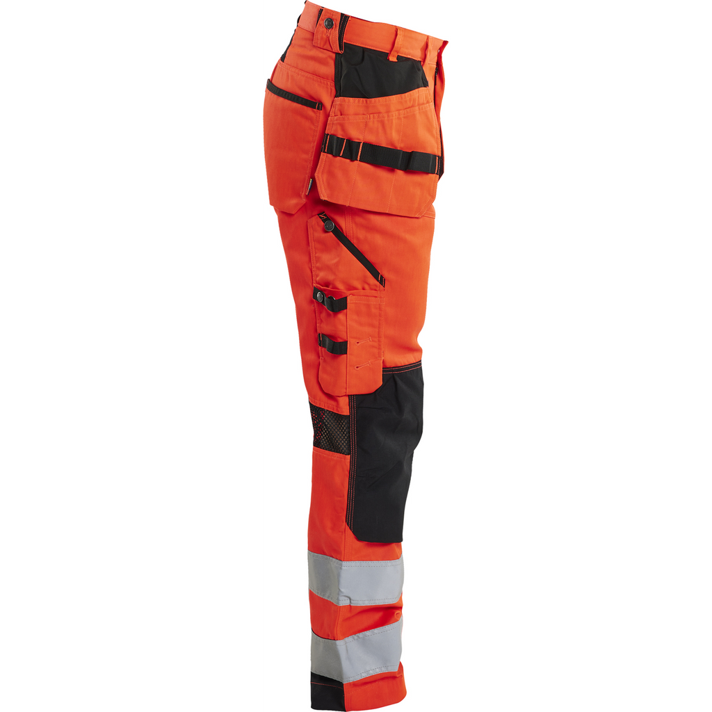 Blaklader High Vis Work Trousers with Ventilation Effect, Red/Black (2)
