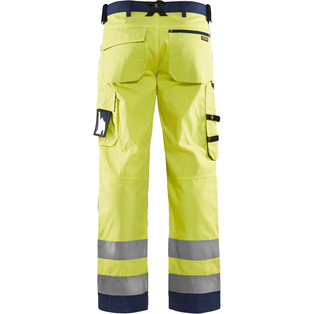 Blaklader High Vis Work Trousers, Yellow/Navy Blue (4)