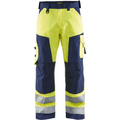 Blaklader High Vis Work Trousers, Yellow/Navy Blue