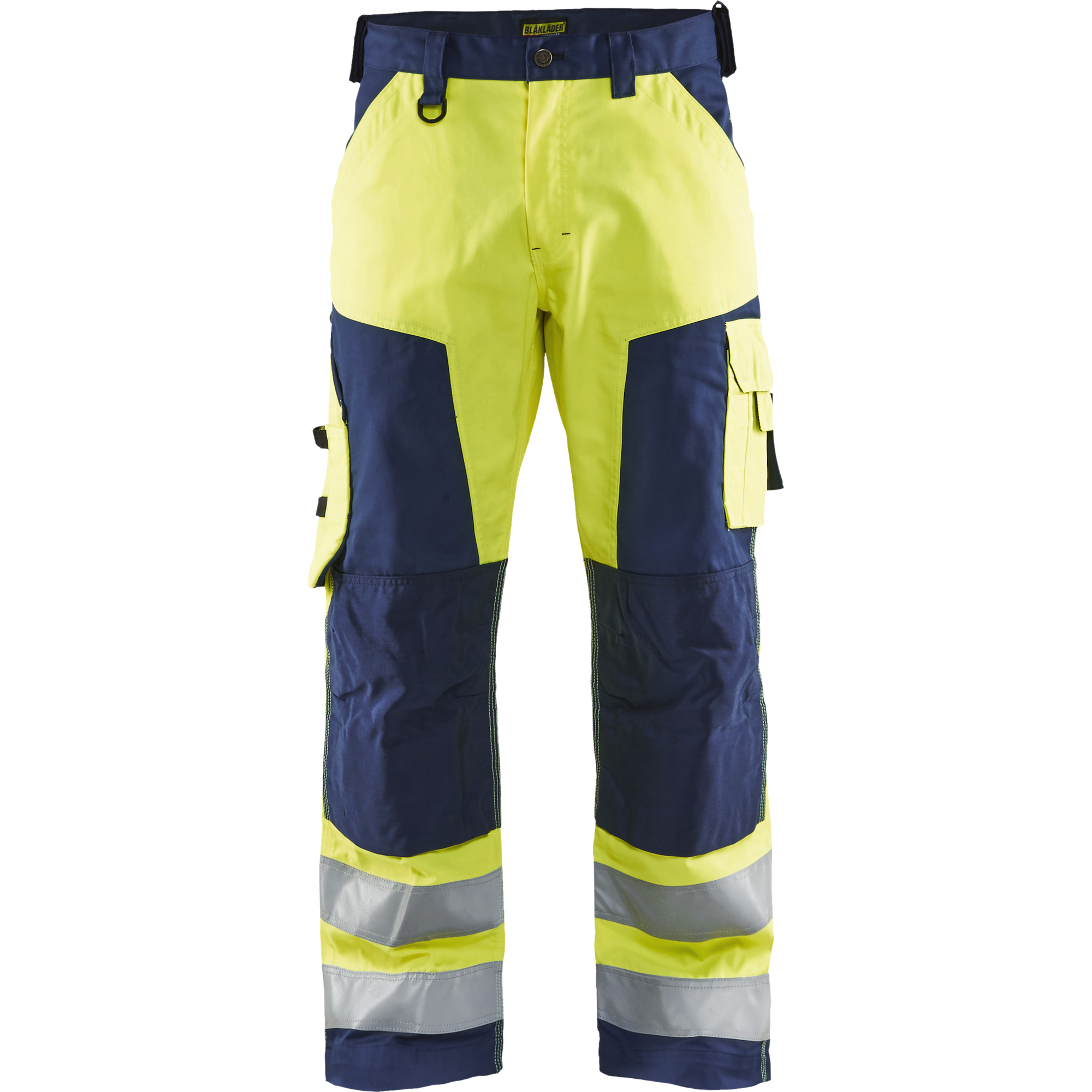 Blaklader High Vis Work Trousers, Yellow/Navy Blue
