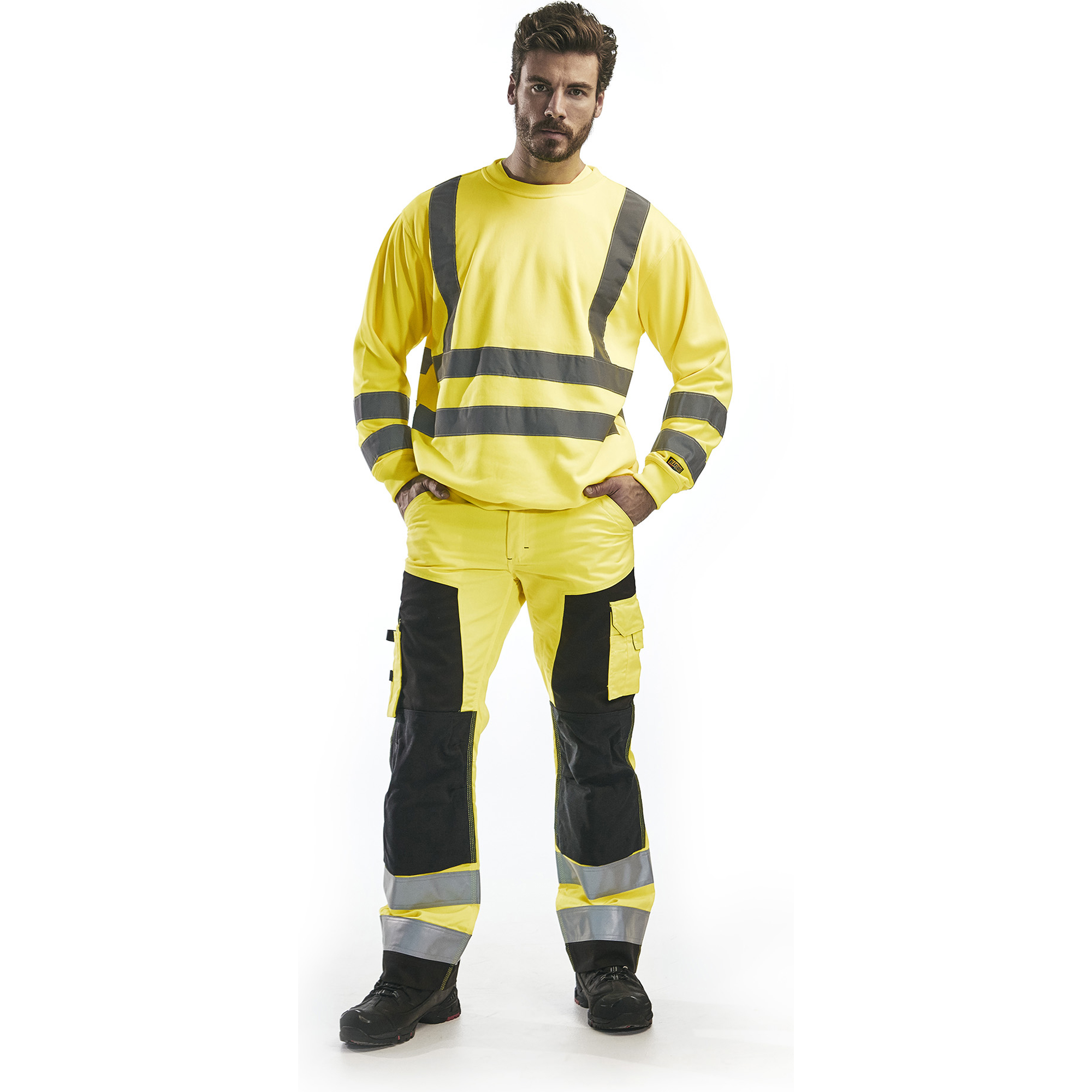 Blaklader High Vis Work Trousers, Yellow/Black (5)