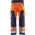 Blaklader High Vis Work Trousers, Orange/Navy Blue