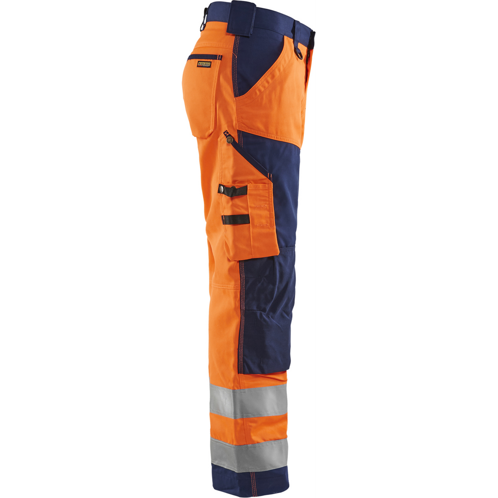 Blaklader High Vis Work Trousers, Orange/Navy Blue (2)