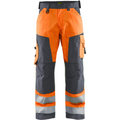 Blaklader High Vis Work Trousers, Orange/Medium Grey