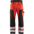 Blaklader High Vis Work Trousers, Red/Black