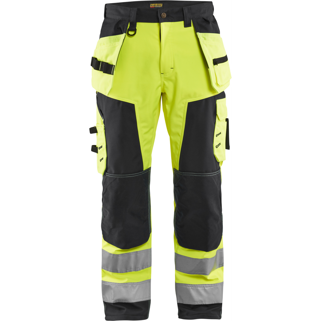 Blaklader High Vis Softshell Work Trousers, Yellow/Black