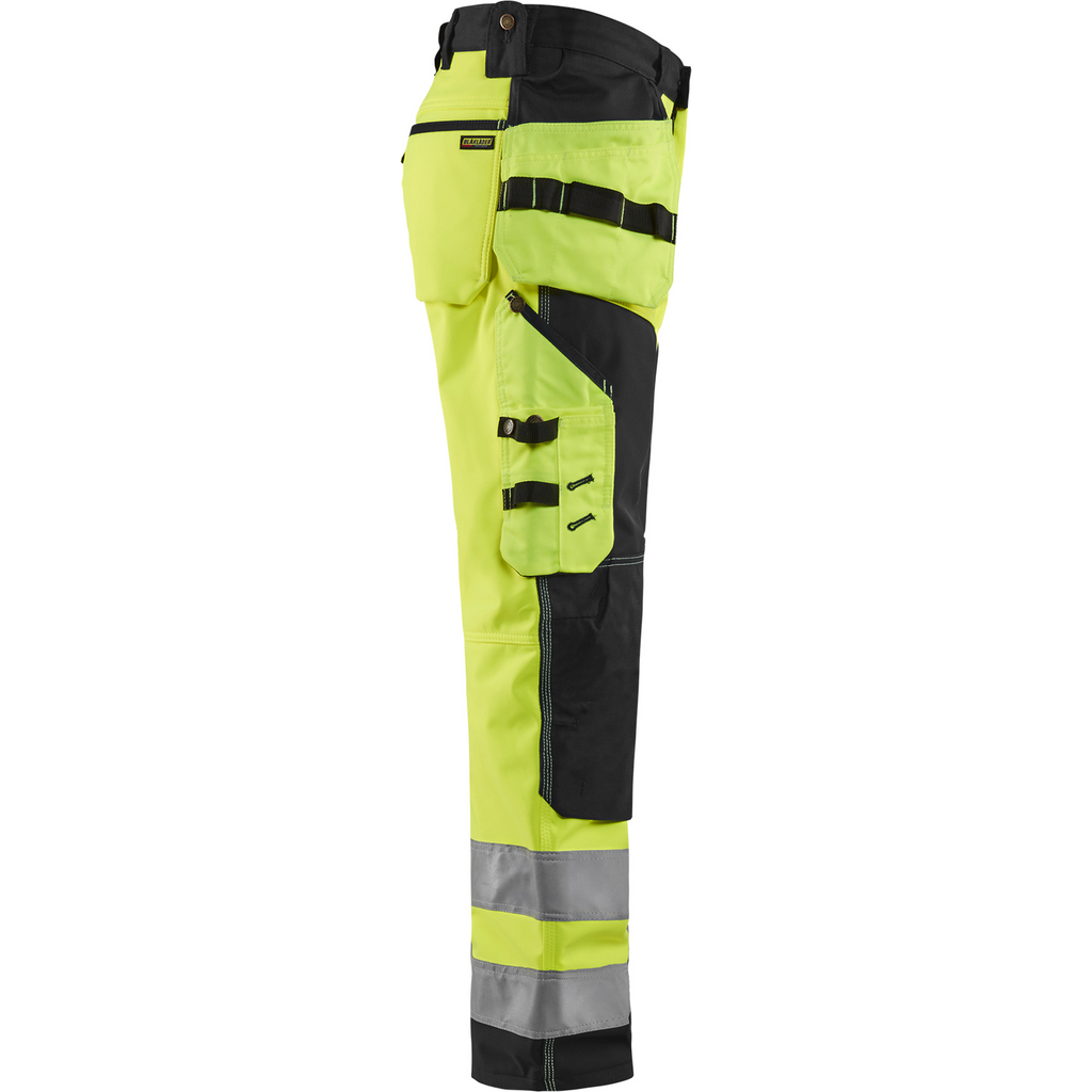 Blaklader High Vis Softshell Work Trousers, Yellow/Black (2)
