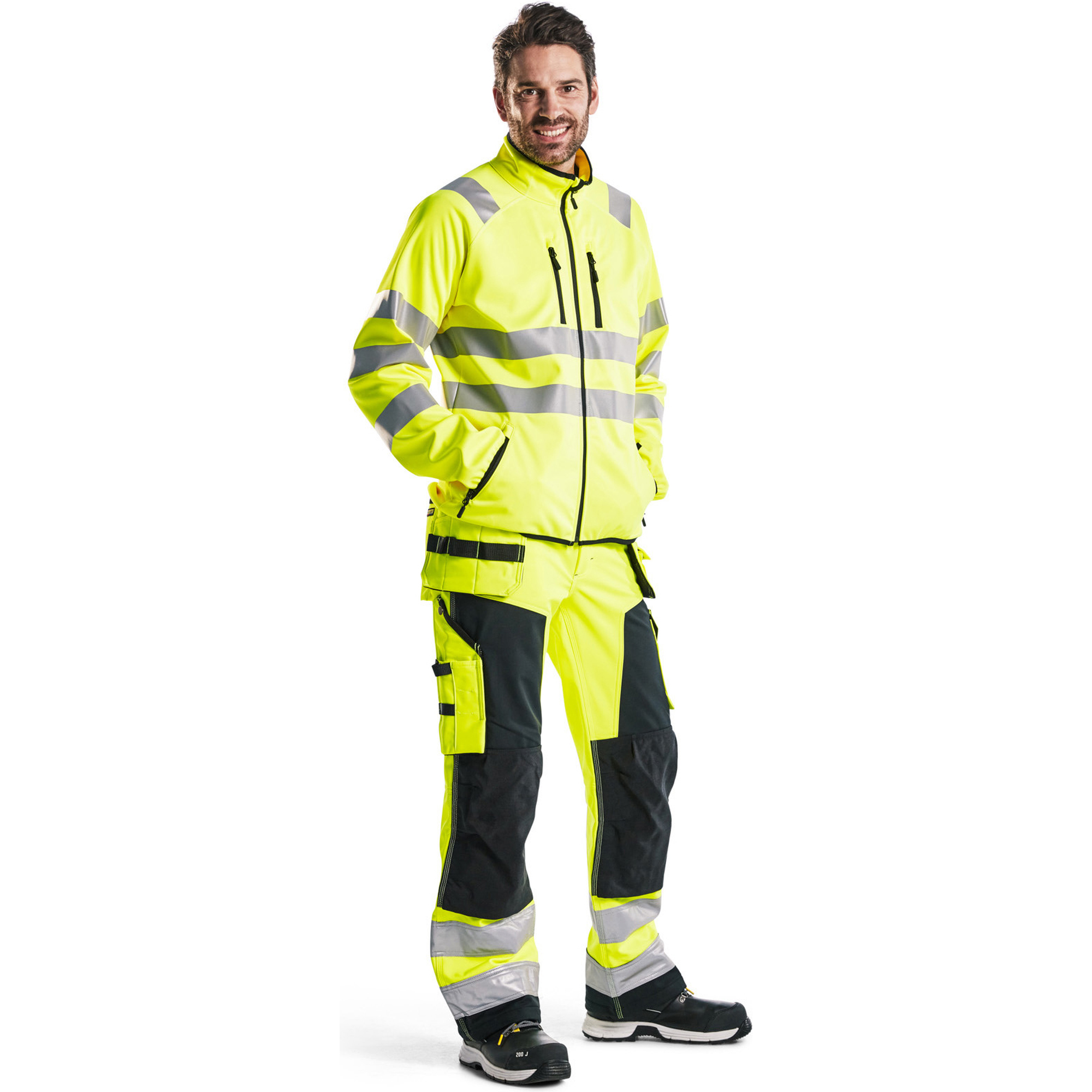 Blaklader High Vis Softshell Work Trousers, Yellow/Black (5)