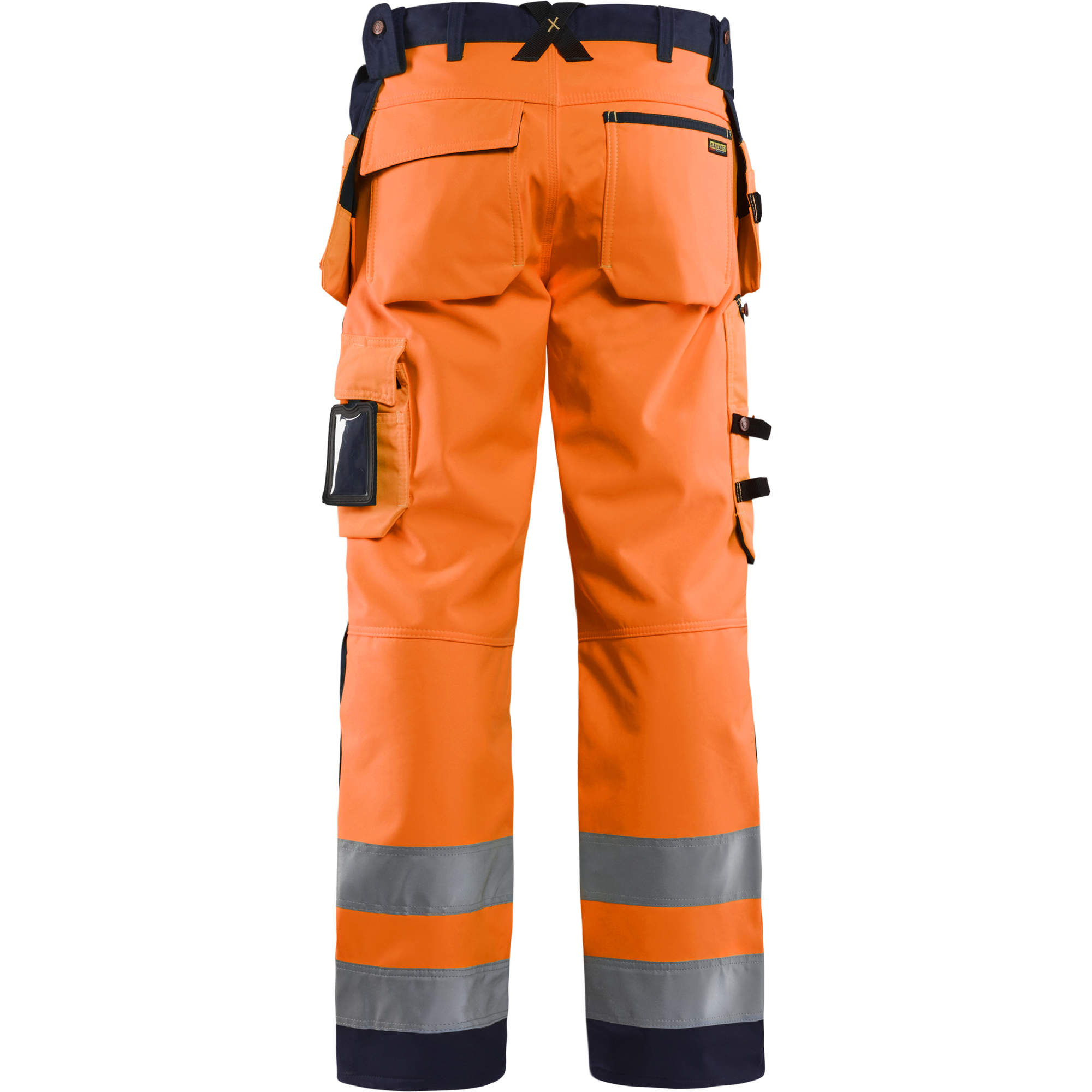 Blaklader High Vis Softshell Work Trousers, Orange/Navy Blue (4)