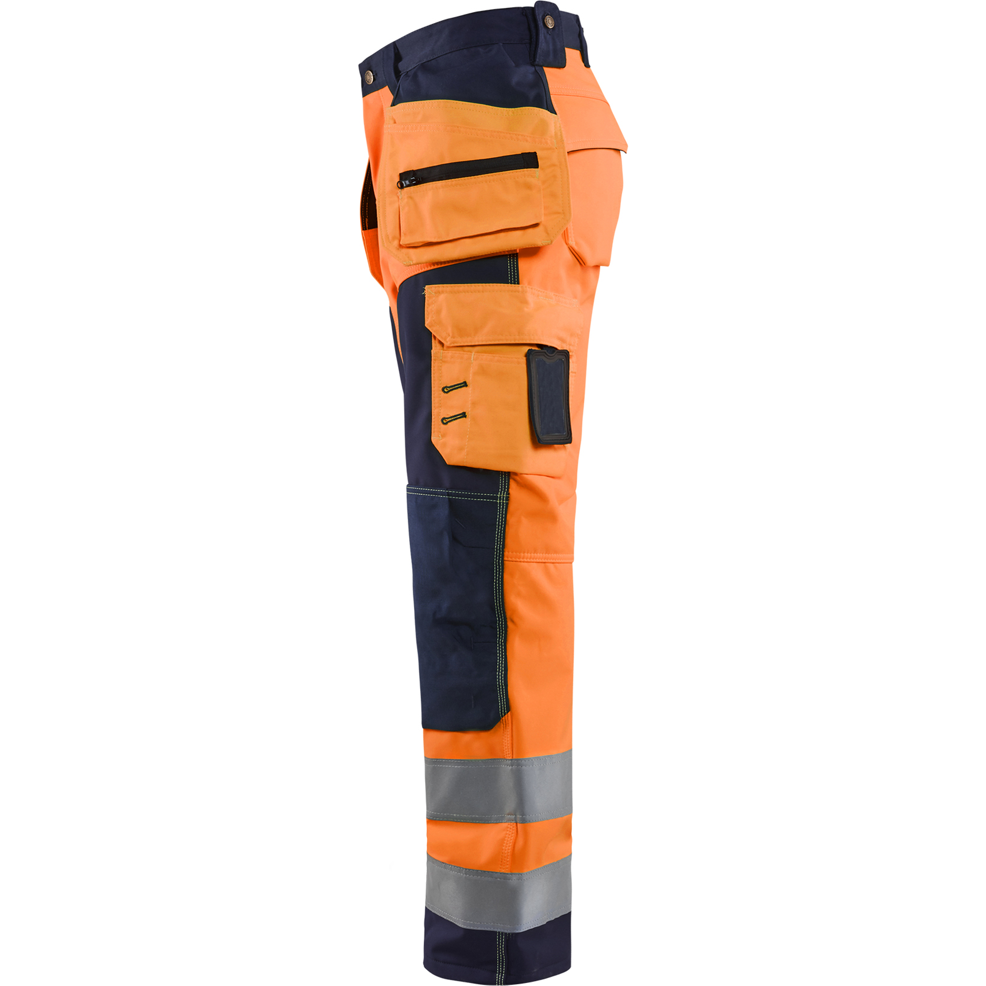 Blaklader High Vis Softshell Work Trousers, Orange/Navy Blue (3)