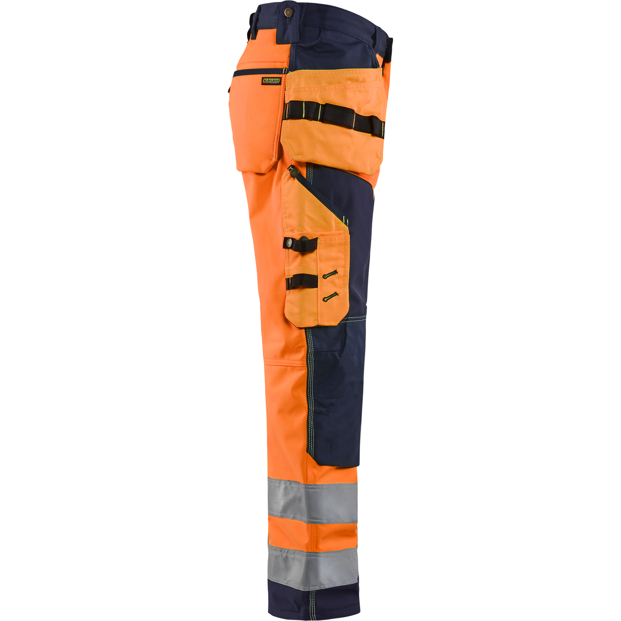 Blaklader High Vis Softshell Work Trousers, Orange/Navy Blue (2)