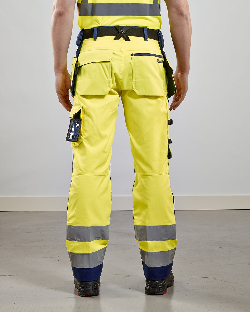 Blaklader High Vis Craftsman Work Trousers, Yellow/Navy Blue (6)