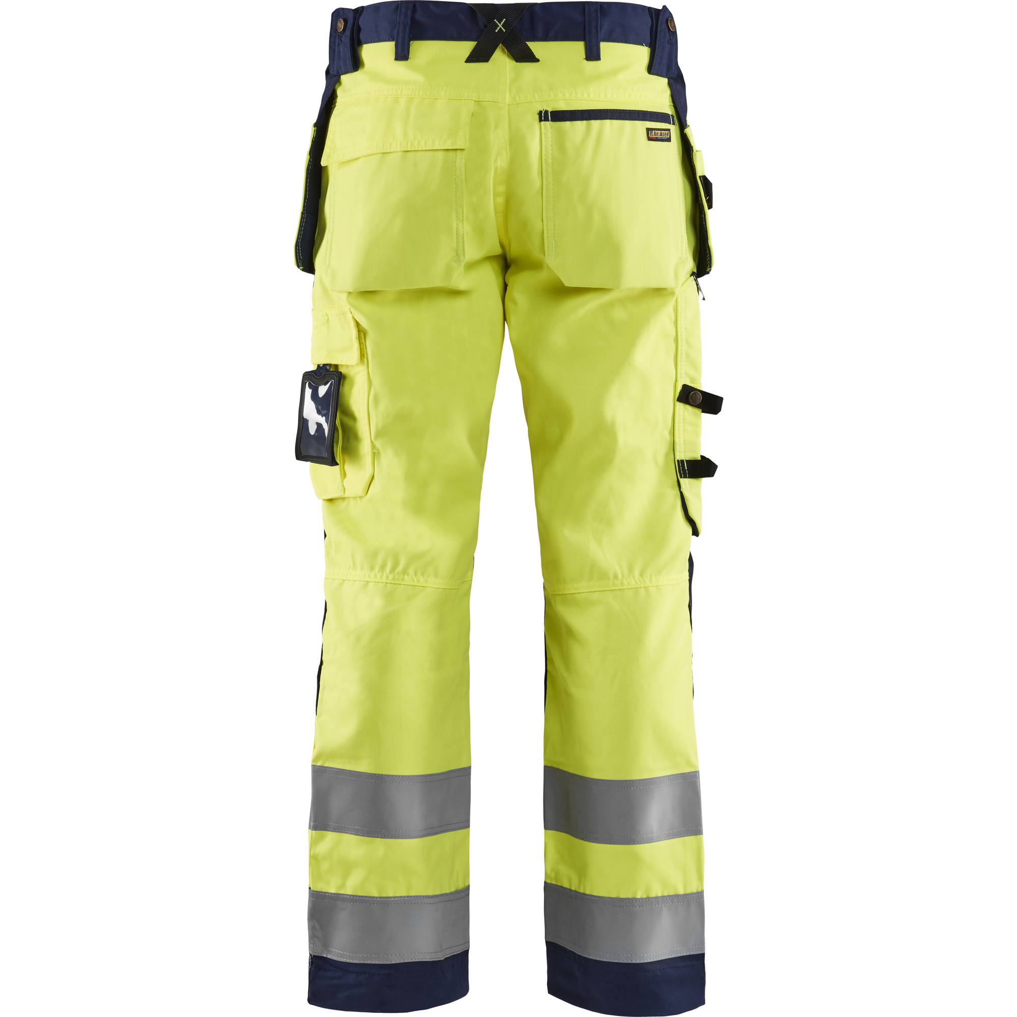Blaklader High Vis Craftsman Work Trousers, Yellow/Navy Blue (4)