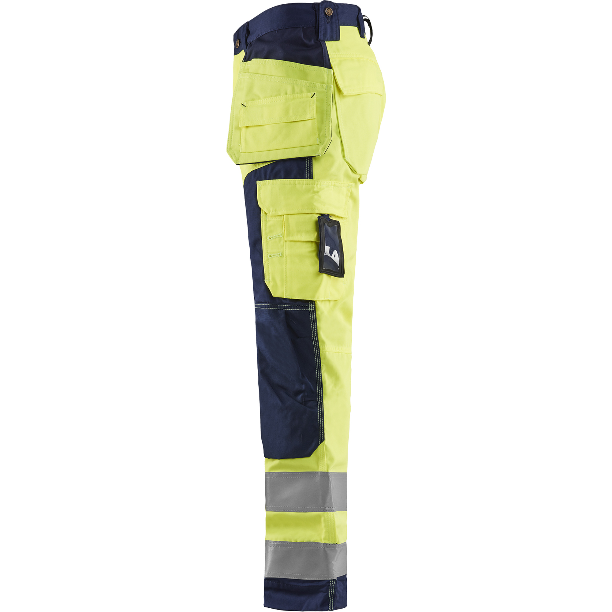 Blaklader High Vis Craftsman Work Trousers, Yellow/Navy Blue (3)