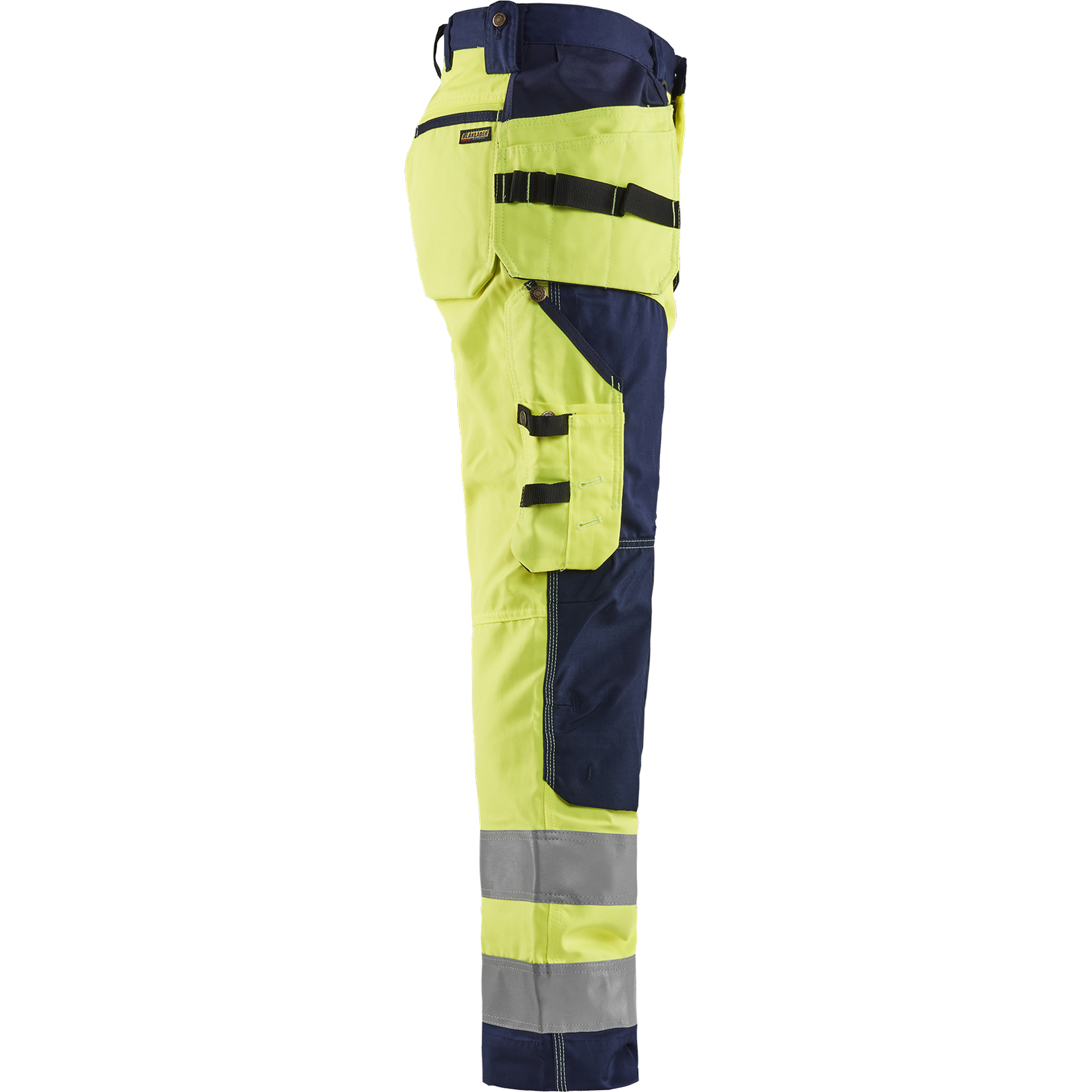 Blaklader High Vis Craftsman Work Trousers, Yellow/Navy Blue (2)