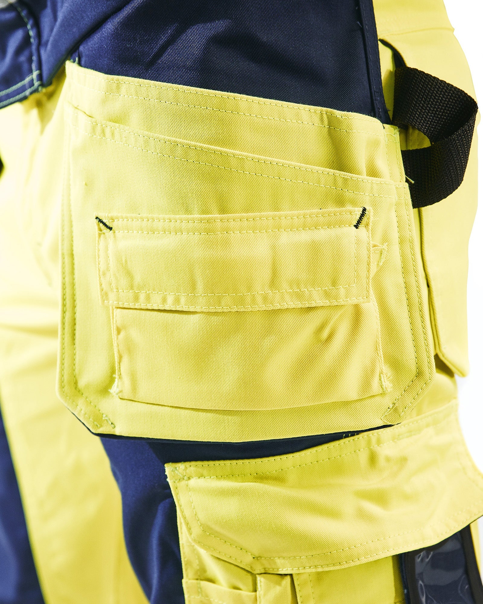 Blaklader High Vis Craftsman Work Trousers, Yellow/Navy Blue (8)