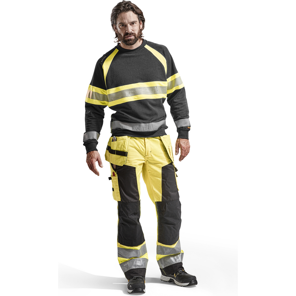 Blaklader High Vis Craftsman Work Trousers, Yellow/Black (5)