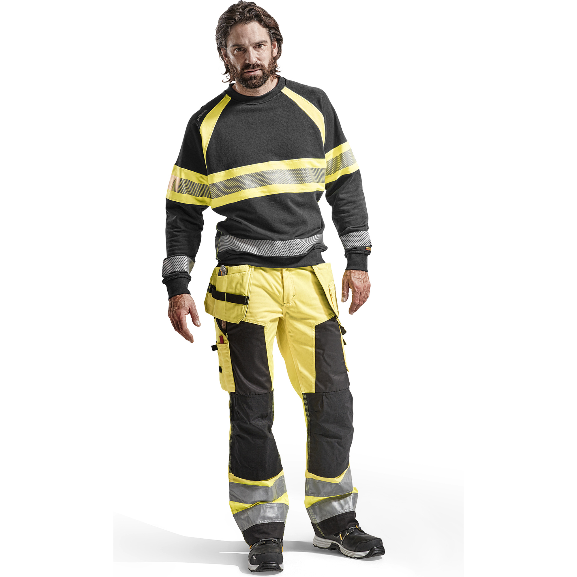 Blaklader High Vis Craftsman Work Trousers, Yellow/Black (5)