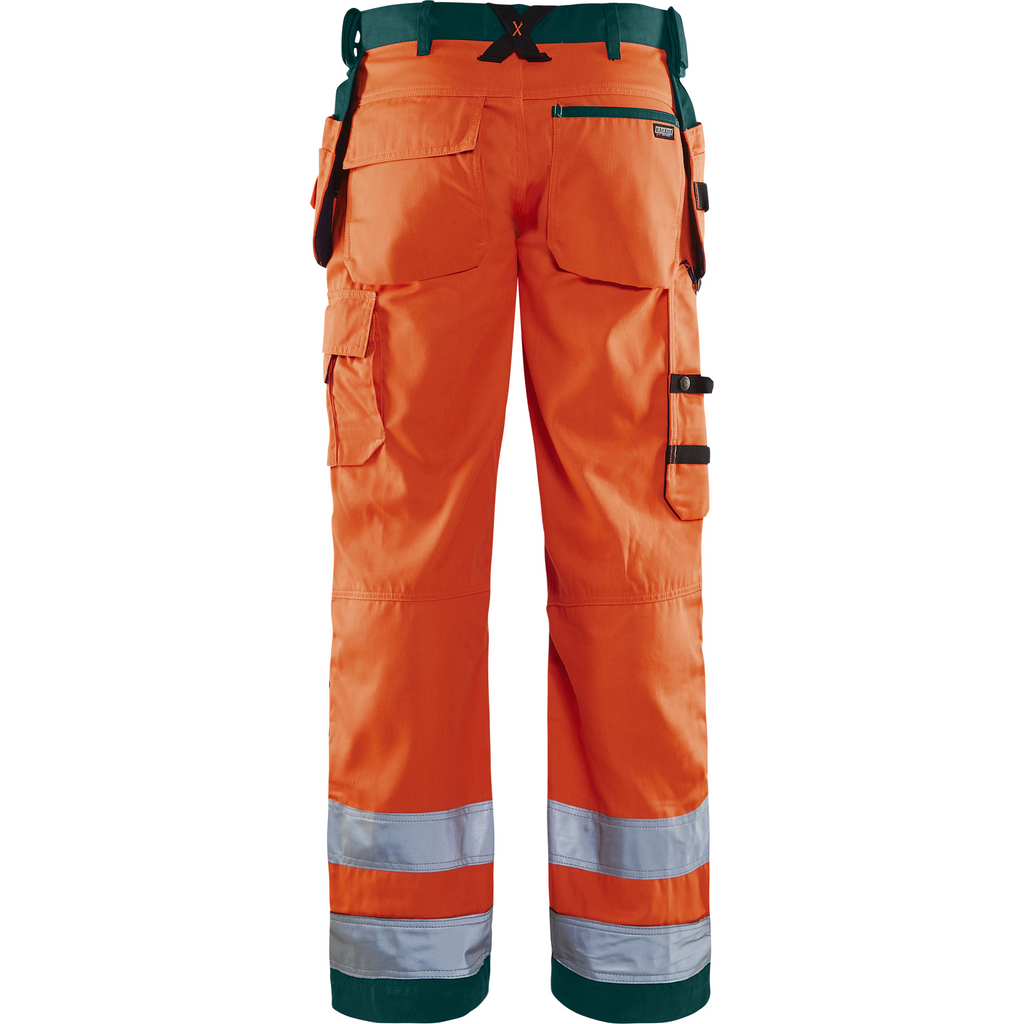 Blaklader High Vis Craftsman Work Trousers, Orange/Green (3)