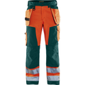 Blaklader High Vis Craftsman Work Trousers, Orange/Green