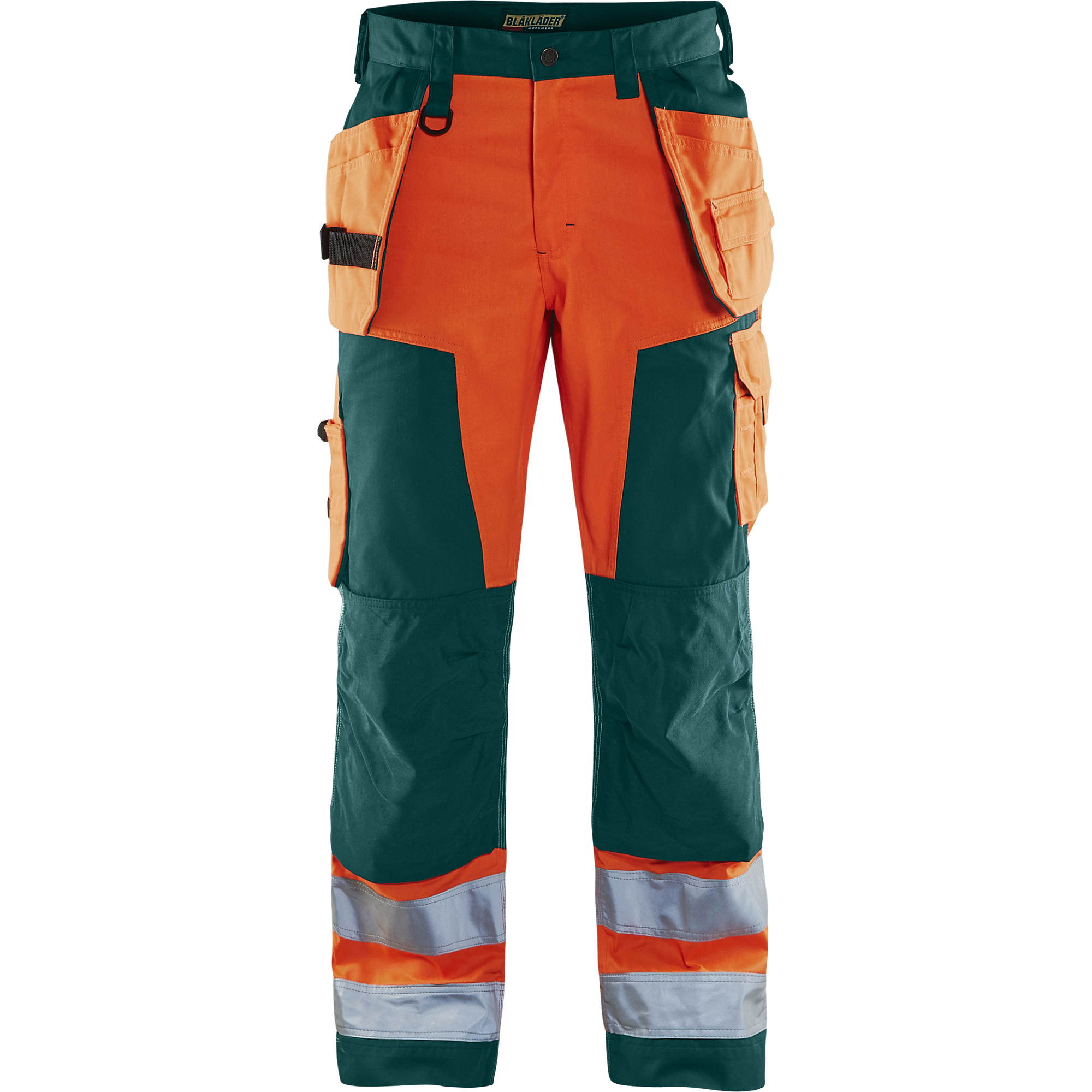 Blaklader High Vis Craftsman Work Trousers, Orange/Green