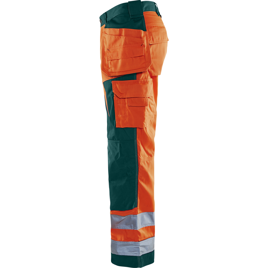 Blaklader High Vis Craftsman Work Trousers, Orange/Green (2)