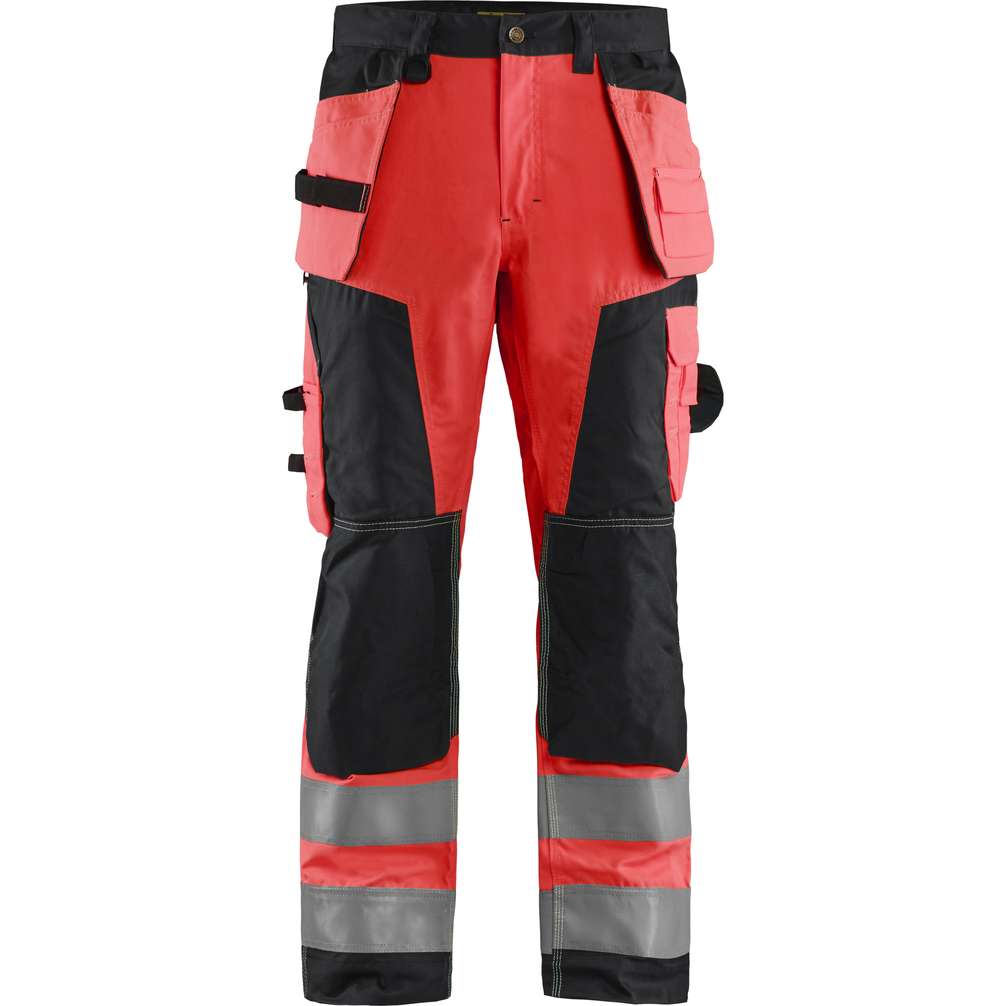Blaklader High Vis Craftsman Work Trousers, Red/Black