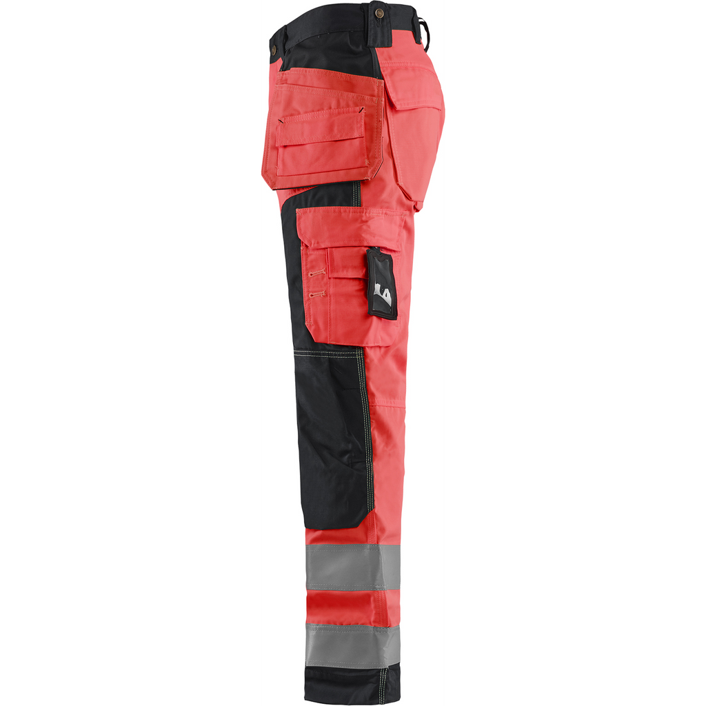 Blaklader High Vis Craftsman Work Trousers, Red/Black (3)